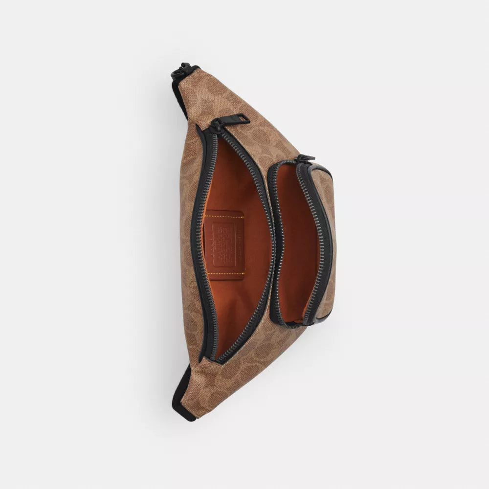 Travis Belt Bag 30 In Signature Canvas - Matte Black/Tan Black