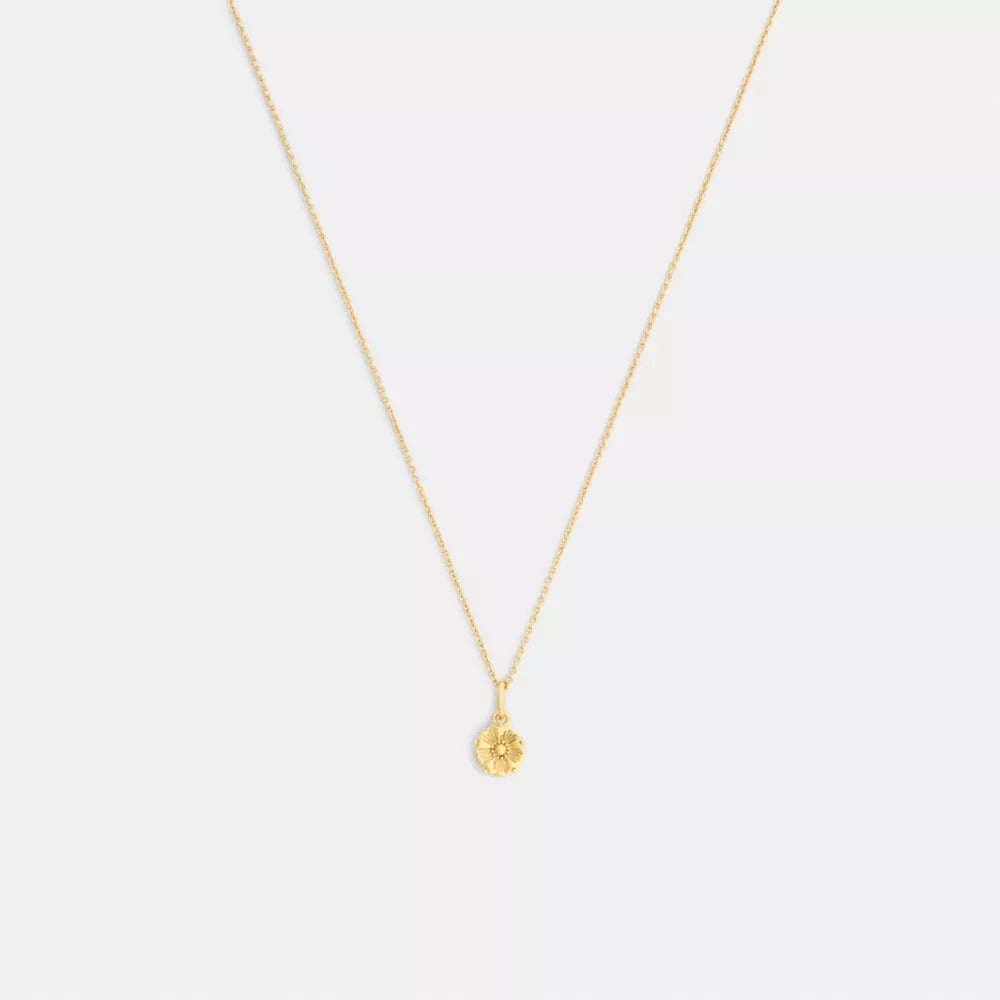 Tea Rose Solitaire Pendant Necklace - Gold