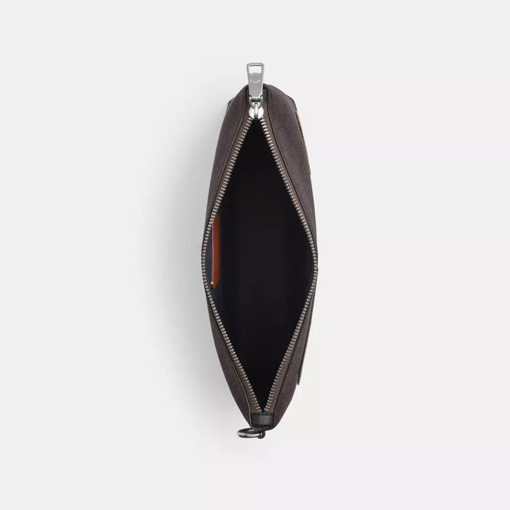 Pouch In Signature Canvas With Patches - Signature Canvas/Sv/Walnut/Black