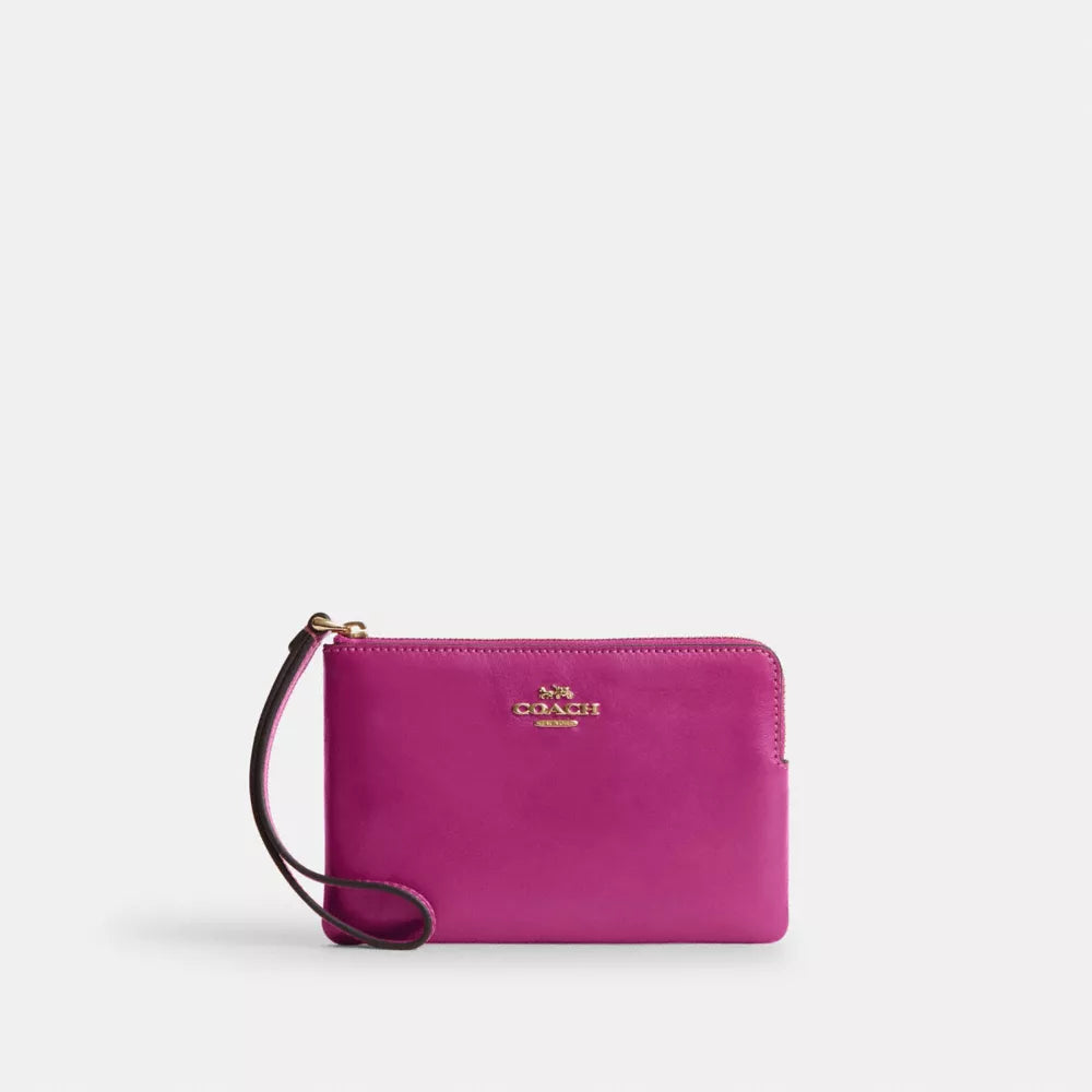 Corner Zip Wristlet - Crinkle Leather/Im/Magenta