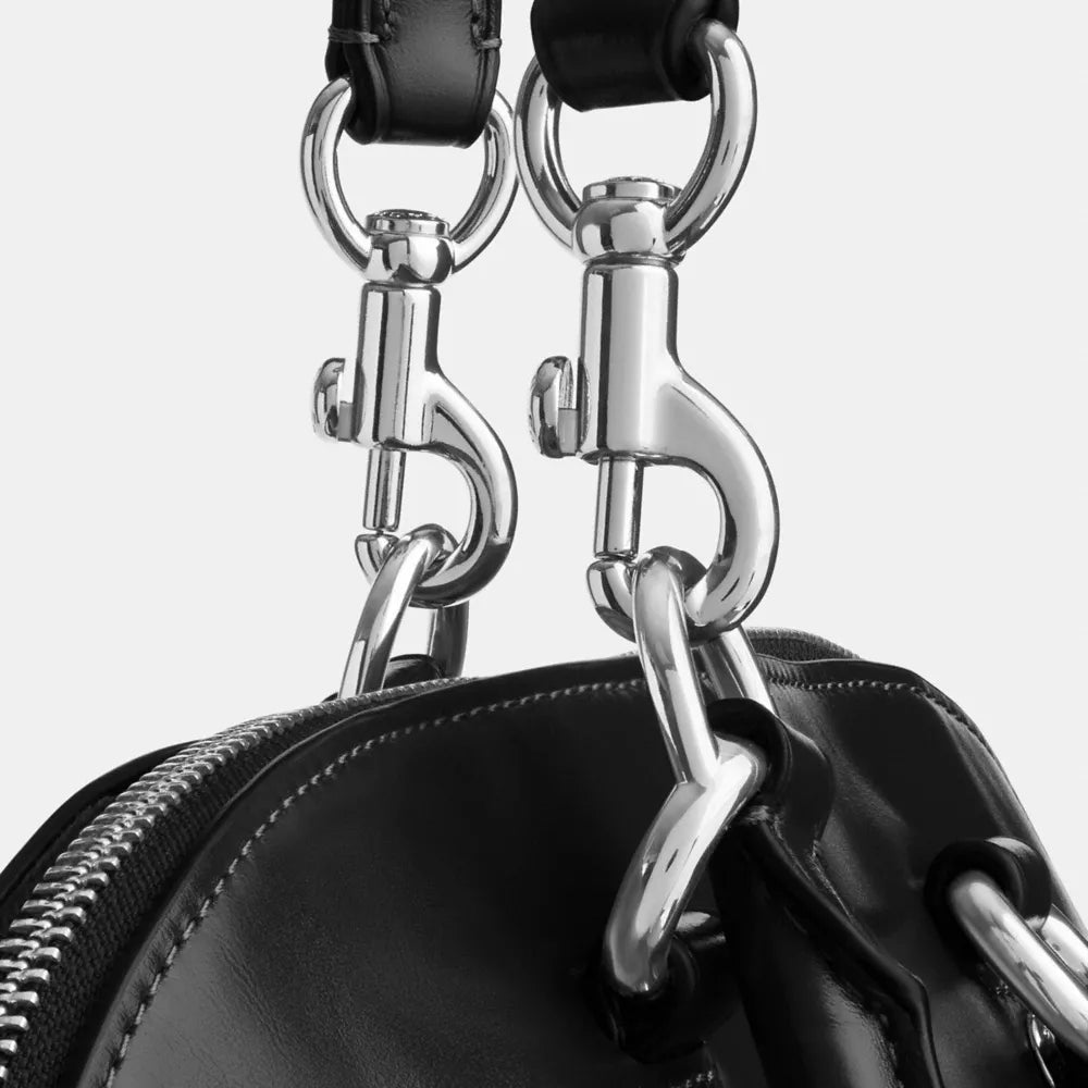 Lara Satchel Bag - Nappa Leather/Silver/Black