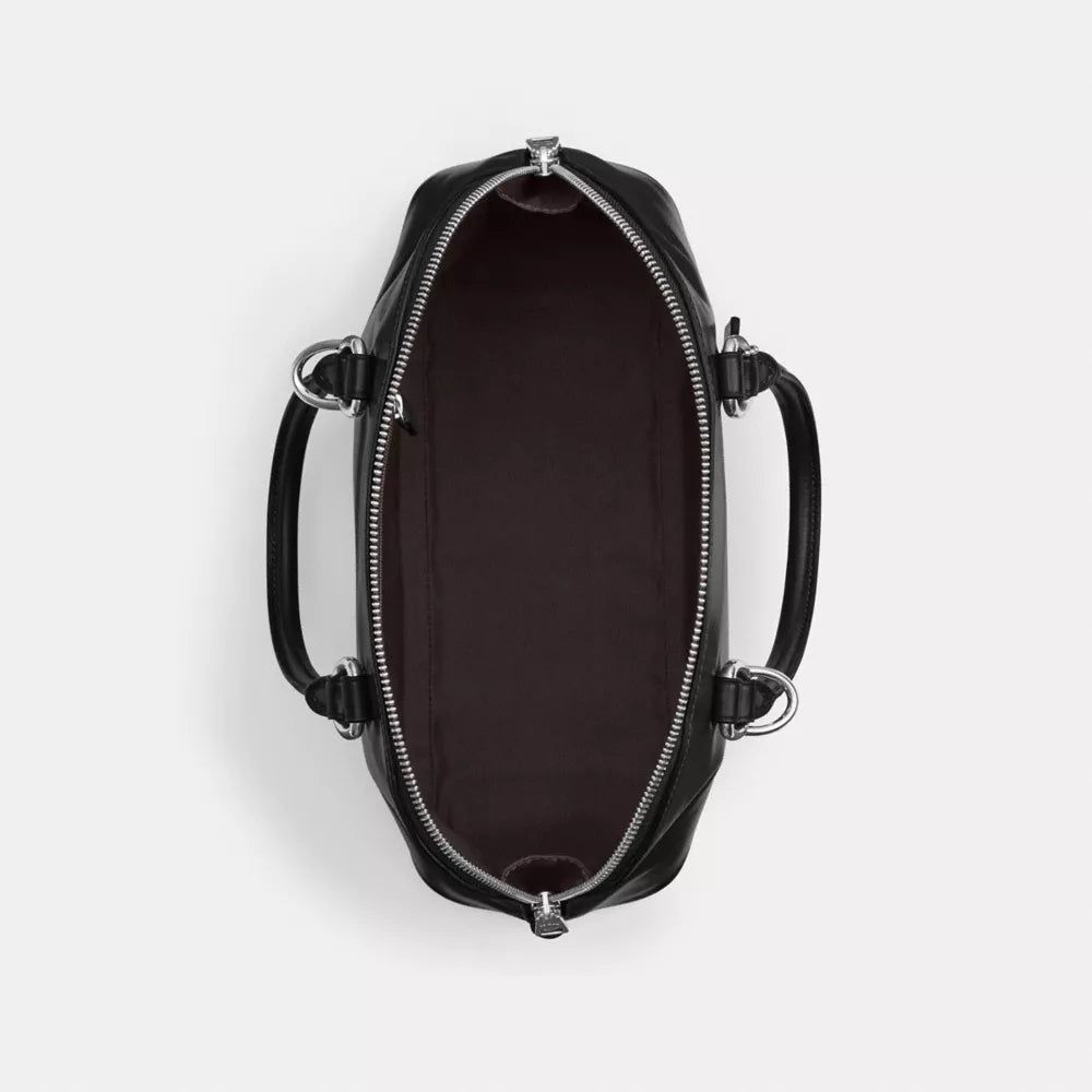 Lara Satchel Bag - Nappa Leather/Silver/Black