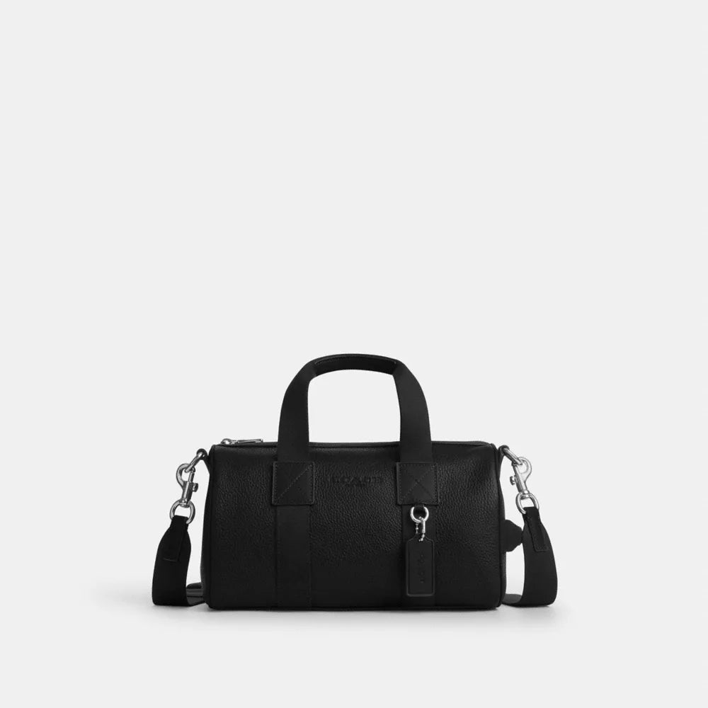 Explorer Duffle Bag 28 - Pebbled Leather/Silver/Black