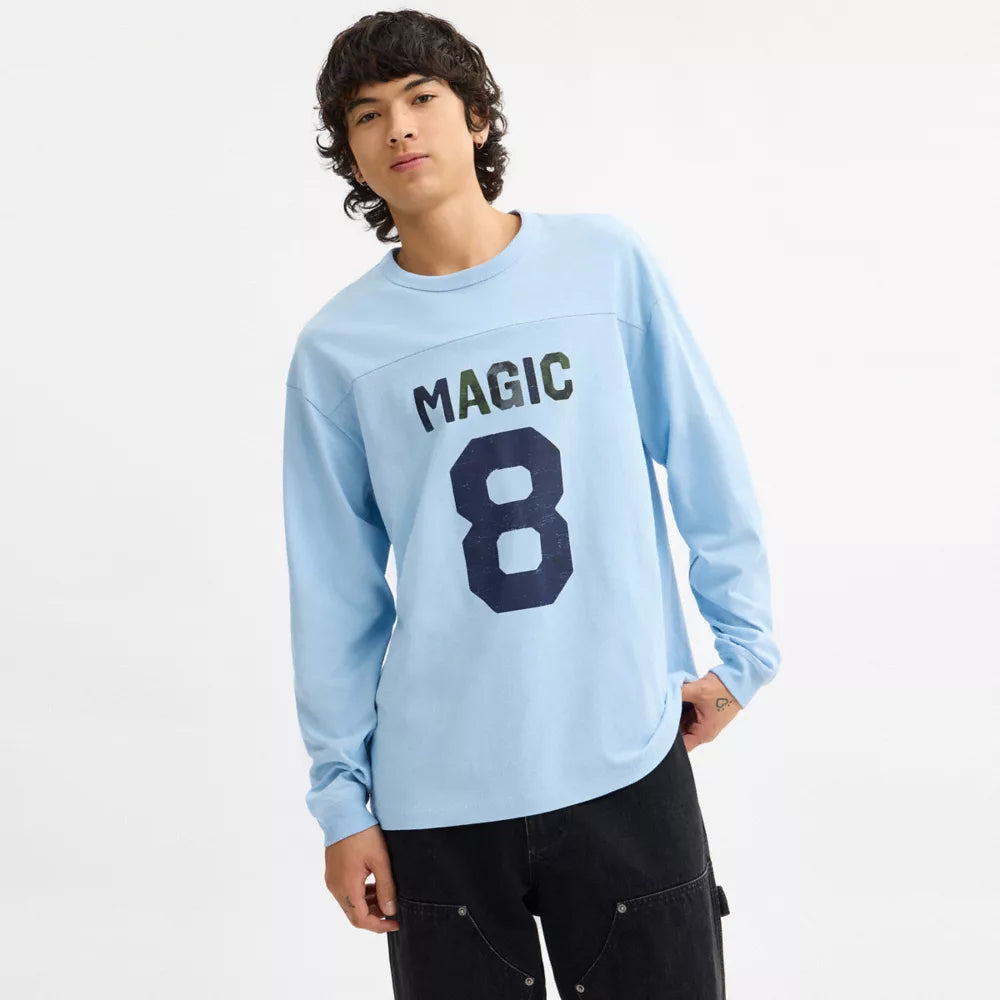 Football Long Sleeve Relaxed T-Shirt - Baby Blue