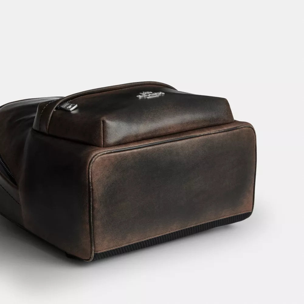 Taylor Small Backpack In Loved Leather - Silver/Black Brown