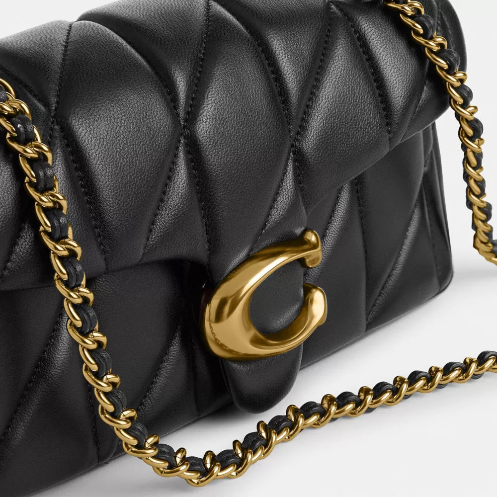 Tabby Shoulder Bag 20 With Pillow Quilting - Smooth Leather/Brass/Black