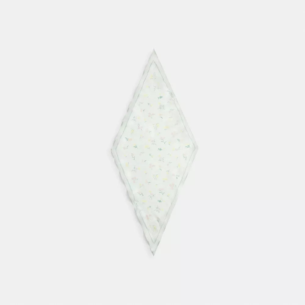 Tossed Floral Print Silk Diamond Scarf - Pistachio