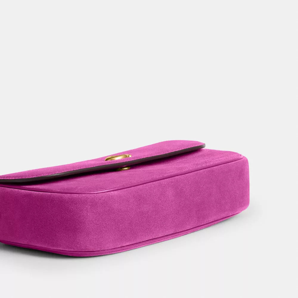 Brook Flap Chain Bag - Suede/Brass/Magenta