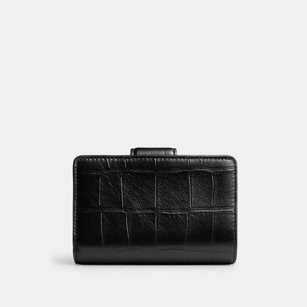 Medium Corner Zip Wallet - Embossed Crocodile/Gold/Black