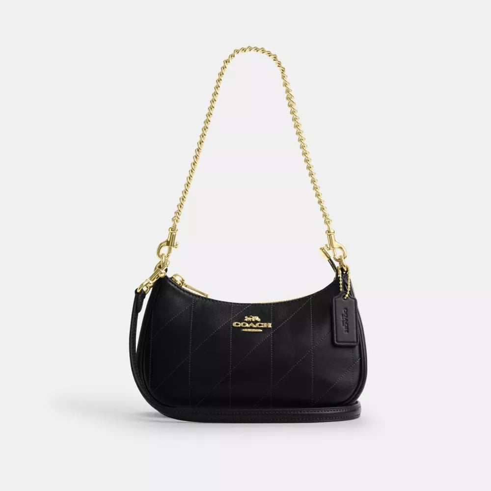 Teri Mini Crossbody Bag With Quilting - Gold/Black