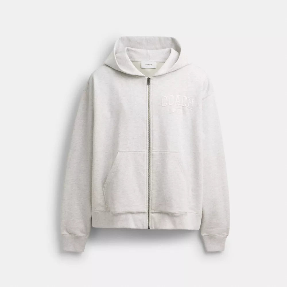 Boxy Full Zip Hoodie - Heather Grey