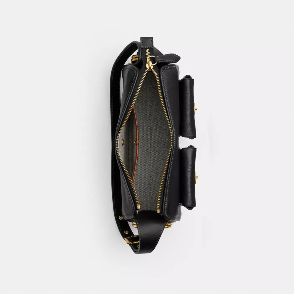 Turnlock Haversack Bag 27 - Natural Grain Leather/Brass/Black