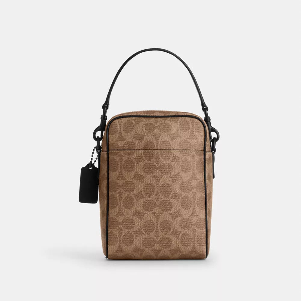 Tristan Crossbody Bag 14 In Signature Canvas - Signature Canvas/Matte Black/Tan Black
