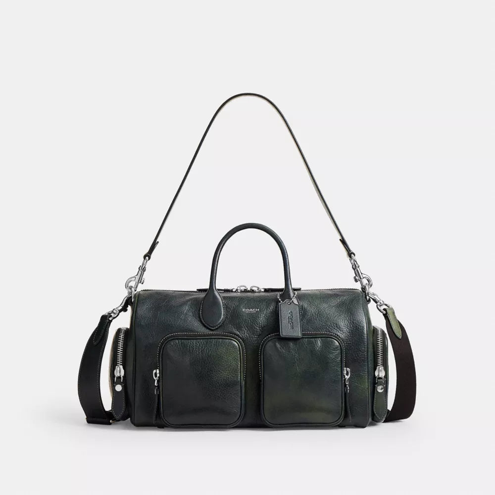 Compass Bag 35 With Pockets - Pebbled Leather/Navy/Green