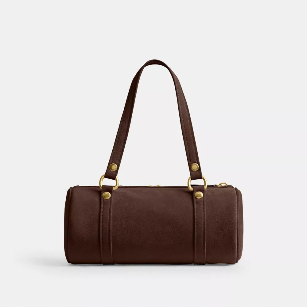 Kisslock Barrel Bag - Brass/Dark Chocolate