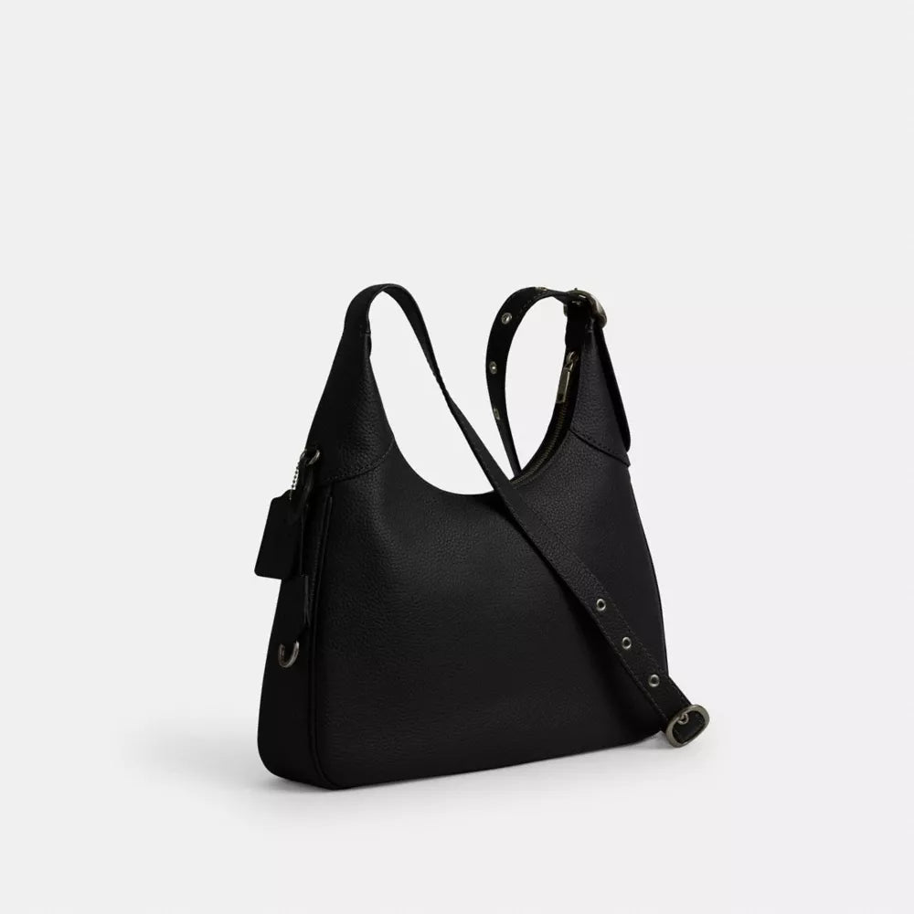 Ella Shoulder Bag - Pebbled Leather/Gunmetal/Black