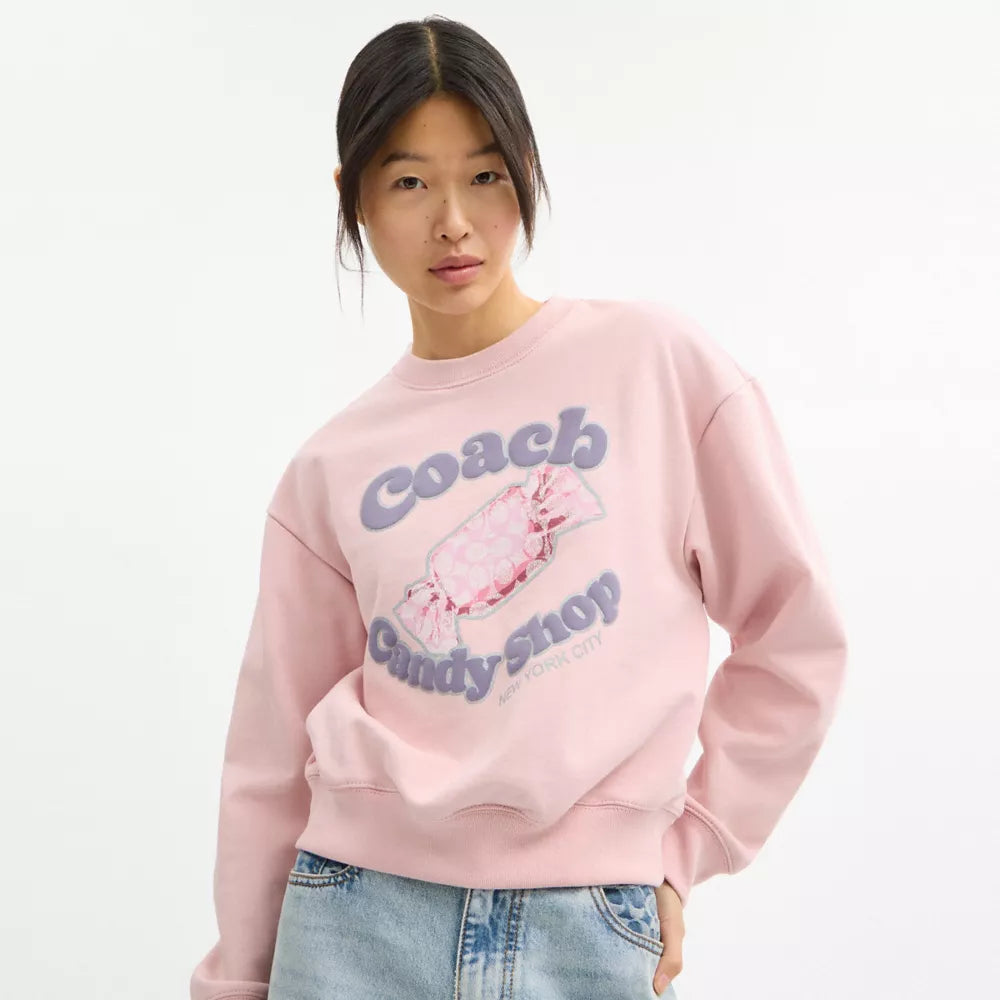Candy Shop Crewneck Sweatshirt - Peach Skin