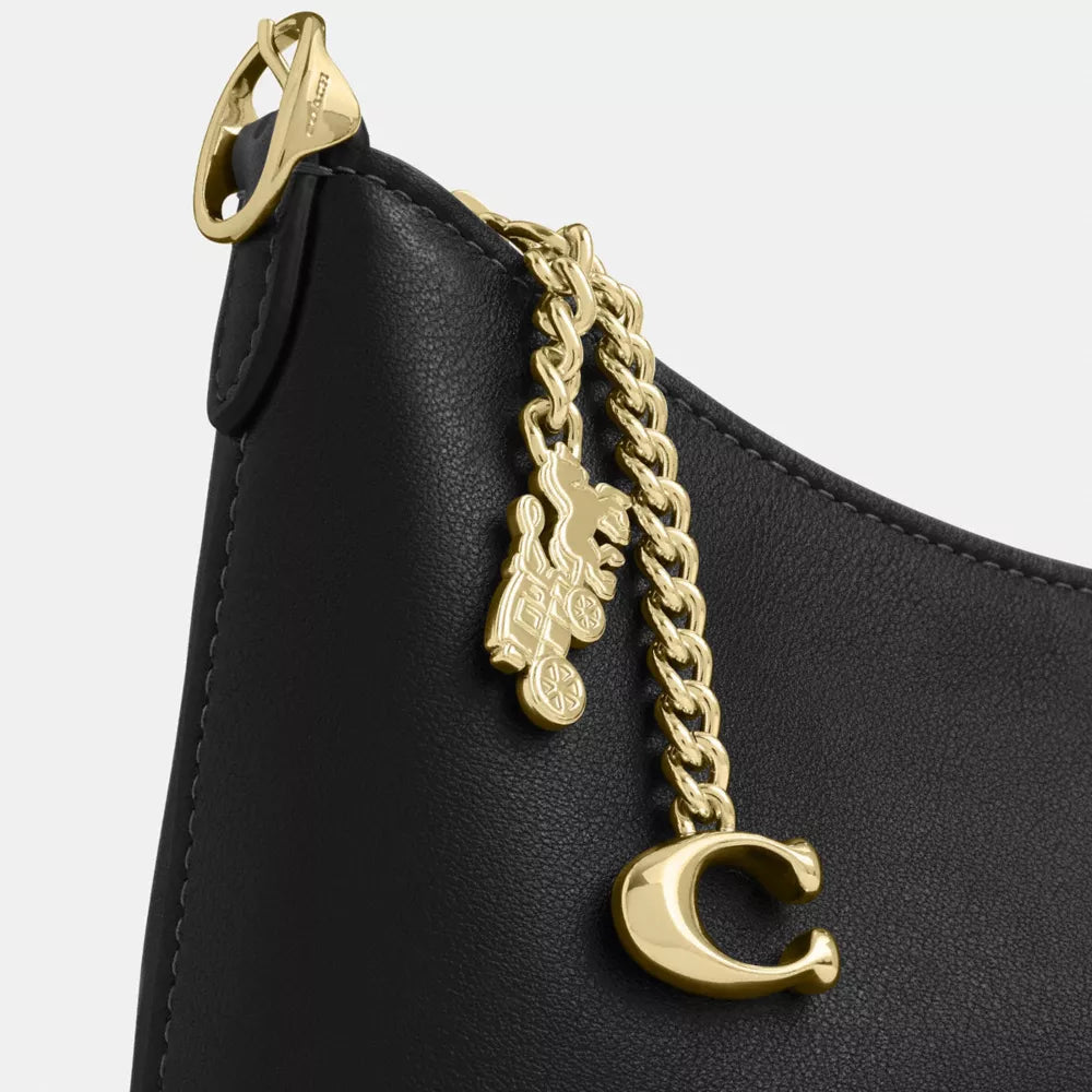 Emeilia Shoulder Bag - Natural Grain Leather/Gold/Black
