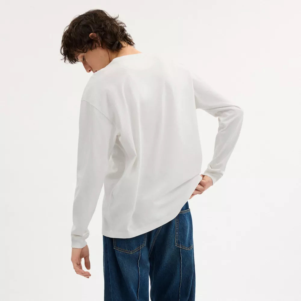 New York Long Sleeve T-Shirt In Organic Cotton - White