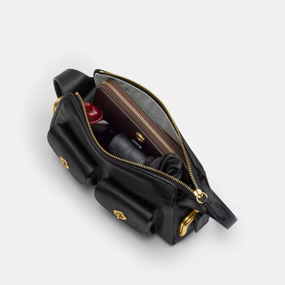 Turnlock Haversack Bag 27 - Natural Grain Leather/Brass/Black