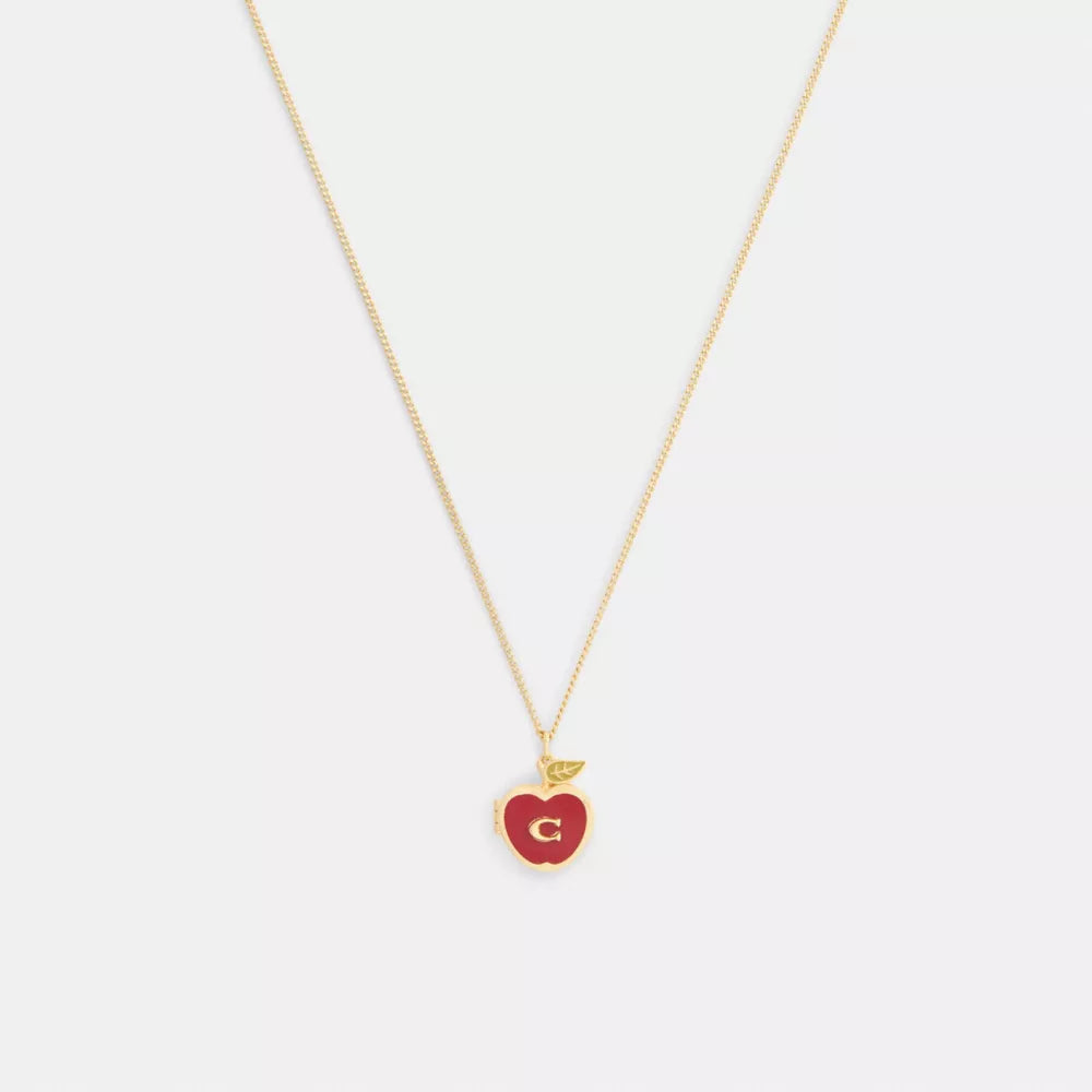Signature Apple Pendant Necklace - Gold/Red Multicolor