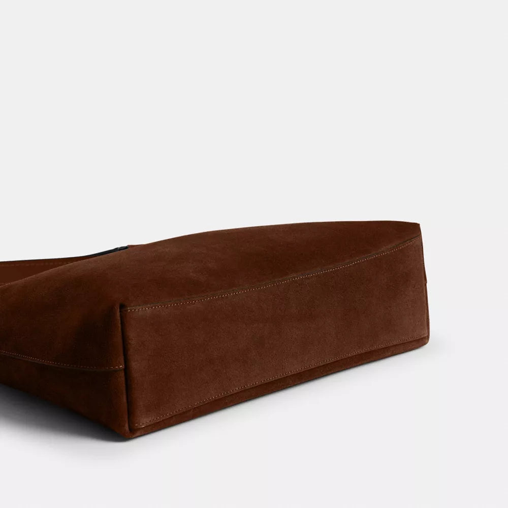 Brooklyn Shoulder Bag 34 - Suede/Brass/Warm Brown