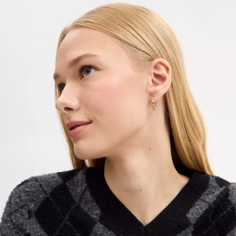Linked C Small Hoop Earrings - Gold