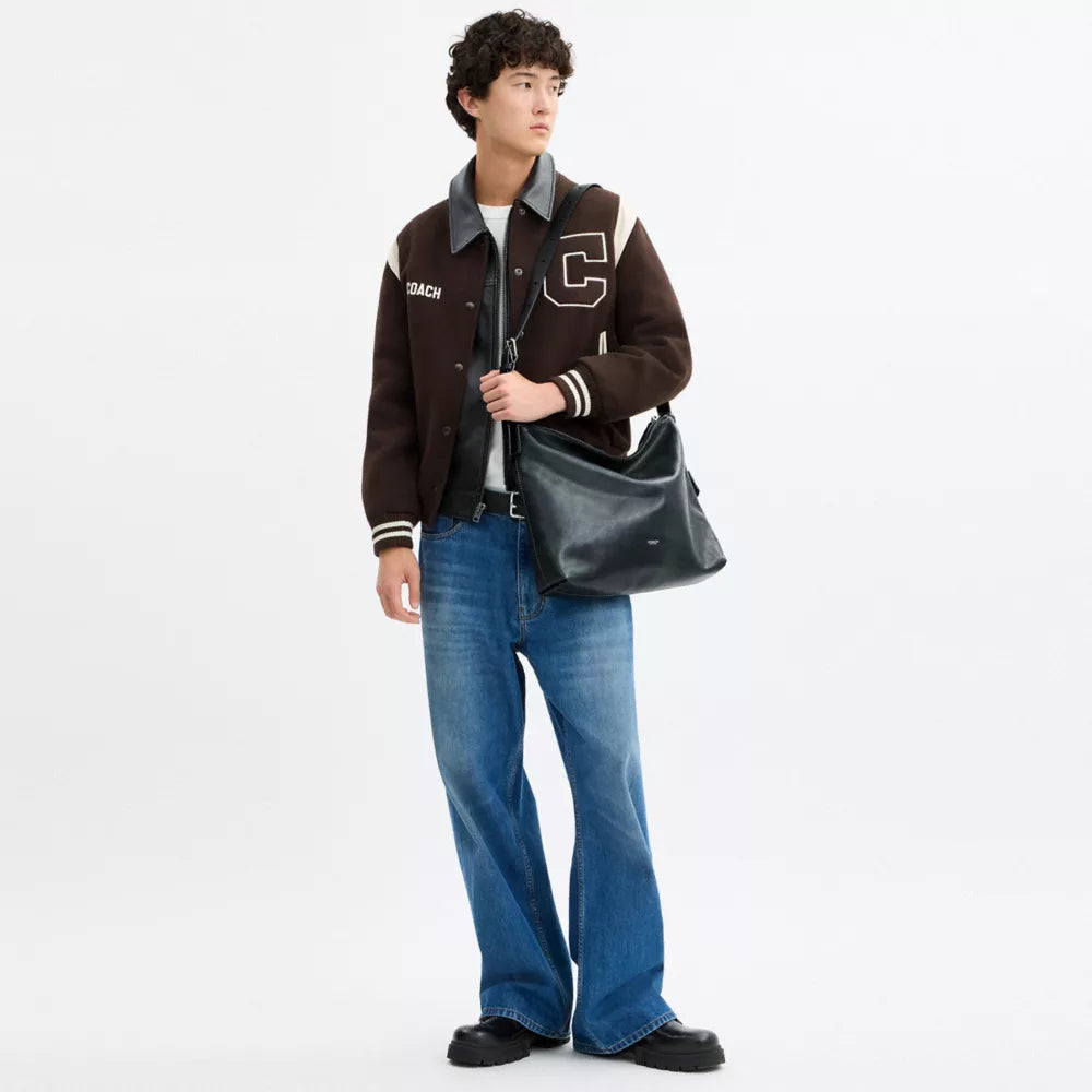 Mott Messenger Bag 38 - Pebbled Leather/Navy/Green