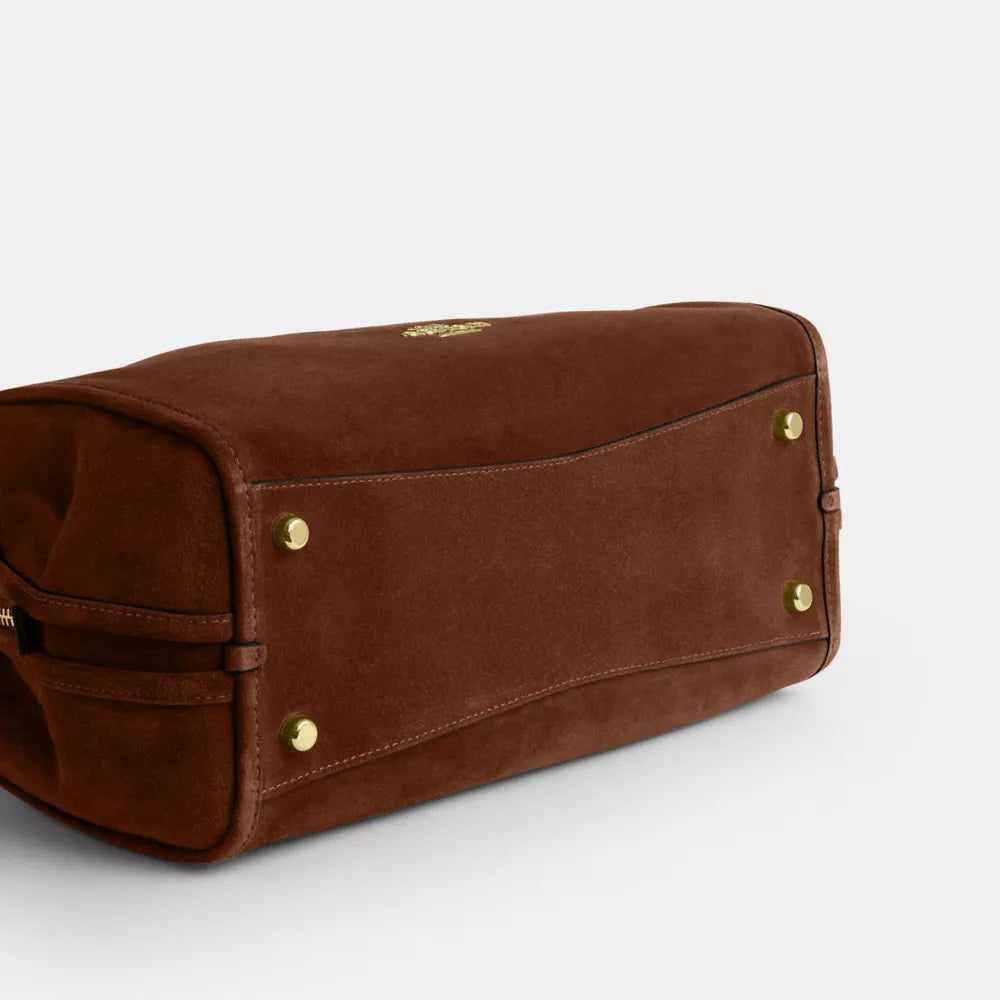 Erin Shoulder Bag - Suede/Gold/Warm Brown