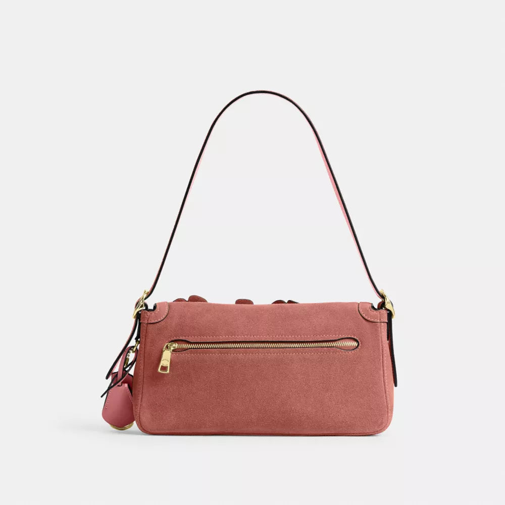 Etta Small Flap Shoulder Bag With Floral Appliquﾨﾦ - Gold/Blush Pink