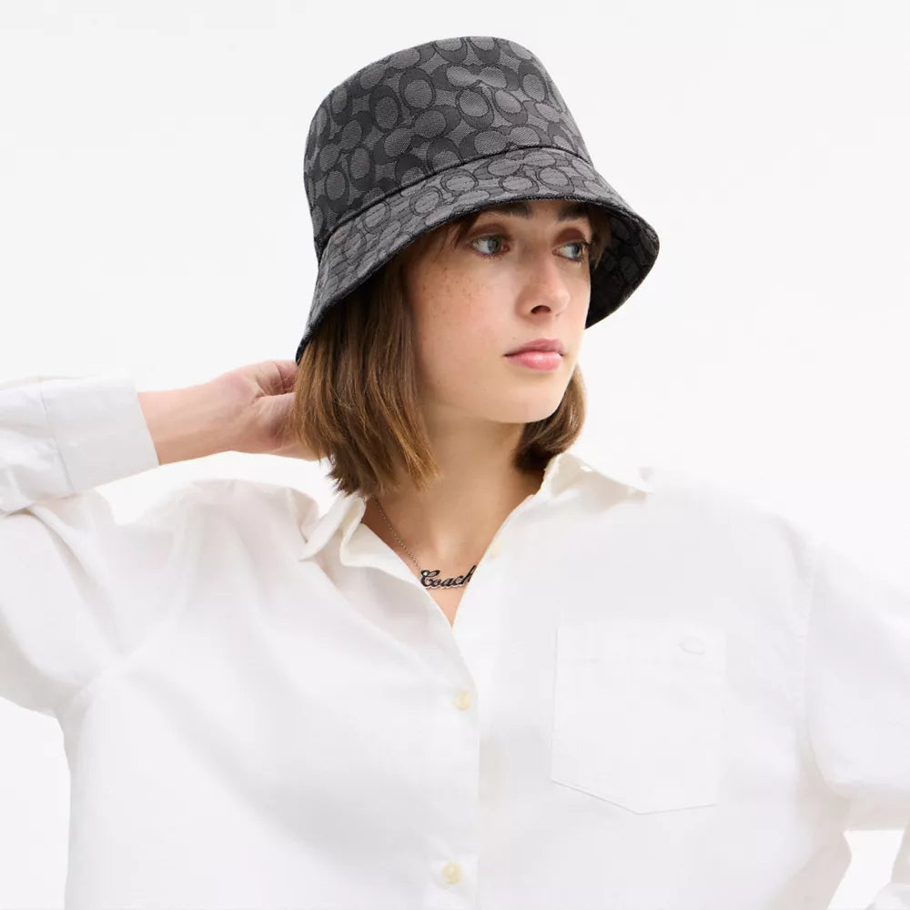 Signature Jacquard Bucket Hat - Jacquard/Charcoal