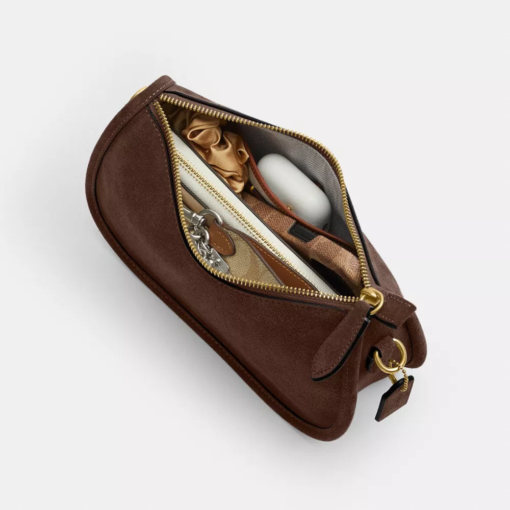Waverly Bag - Suede/Brass/Dark Chocolate
