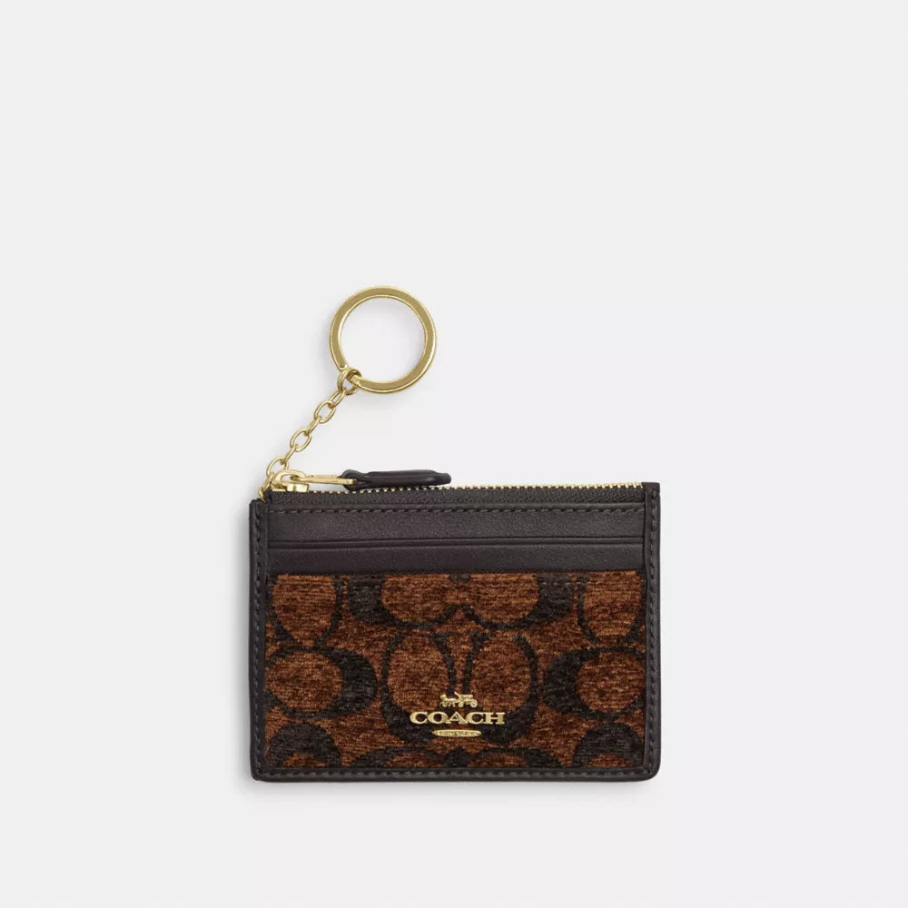 Mini Skinny ID Case In Signature Chenille - Signature Chenille/Gold/Truffle