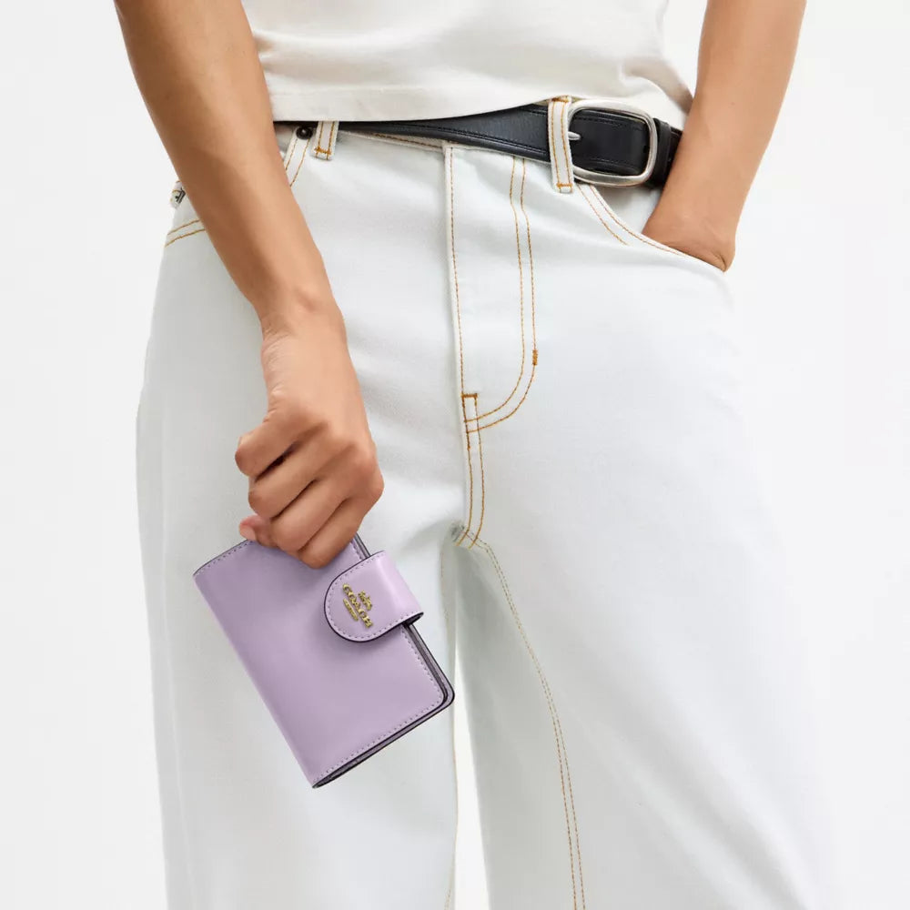 Medium Corner Zip Wallet - Nappa Leather/Gold/Lilac