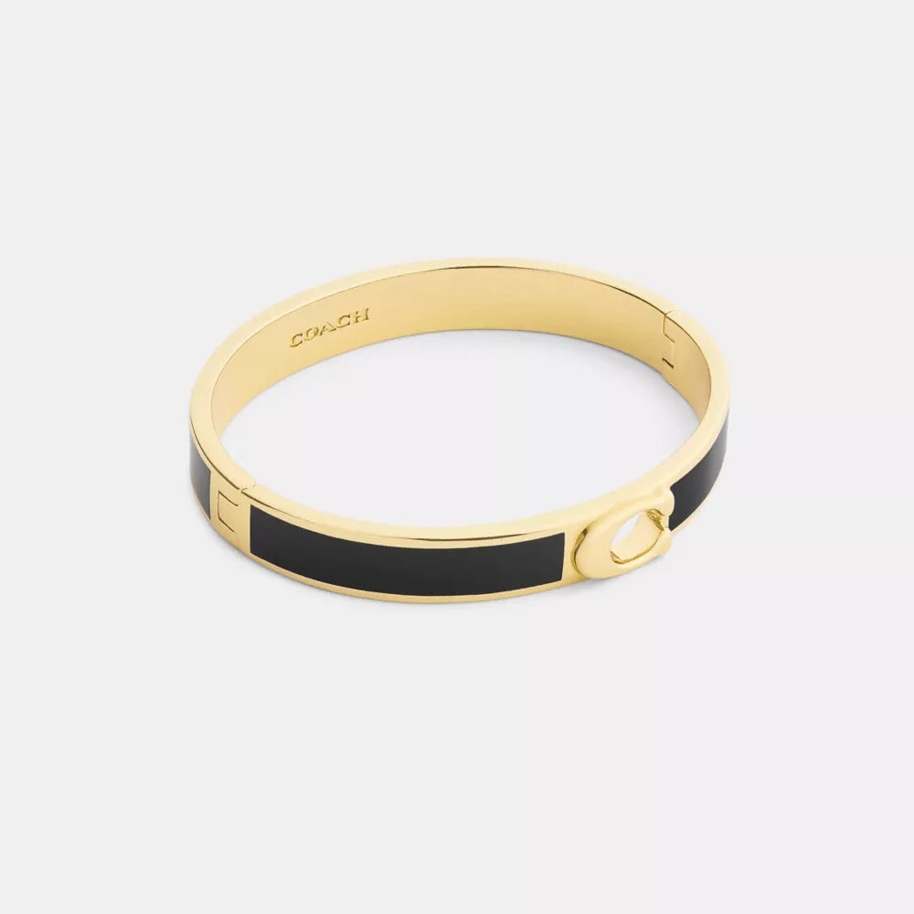 C Hinged Bangle - Gold/Black