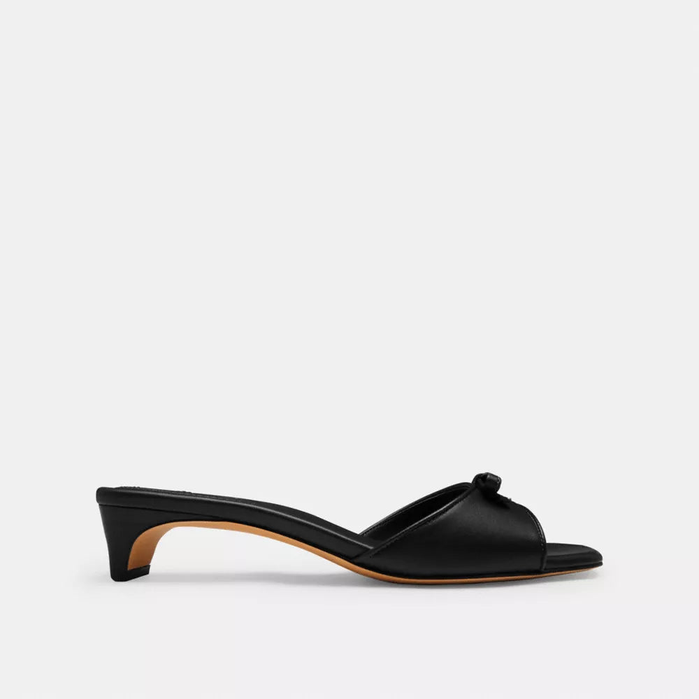 Bow Kitten Heel Sandal - Black
