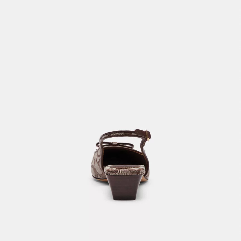 Bow Slingback Heel In Signature Jacquard - Oak/Maple