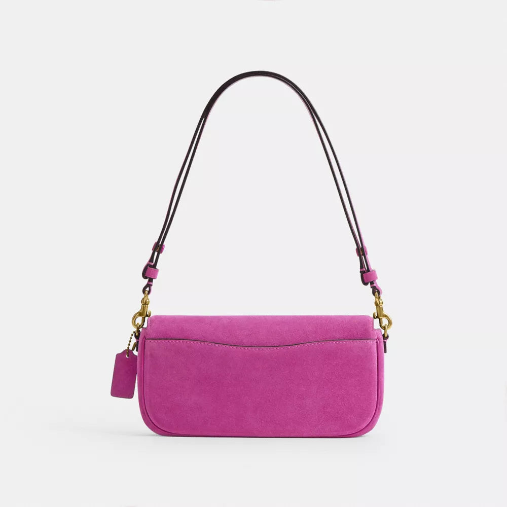 Brook Flap Chain Bag - Suede/Brass/Magenta