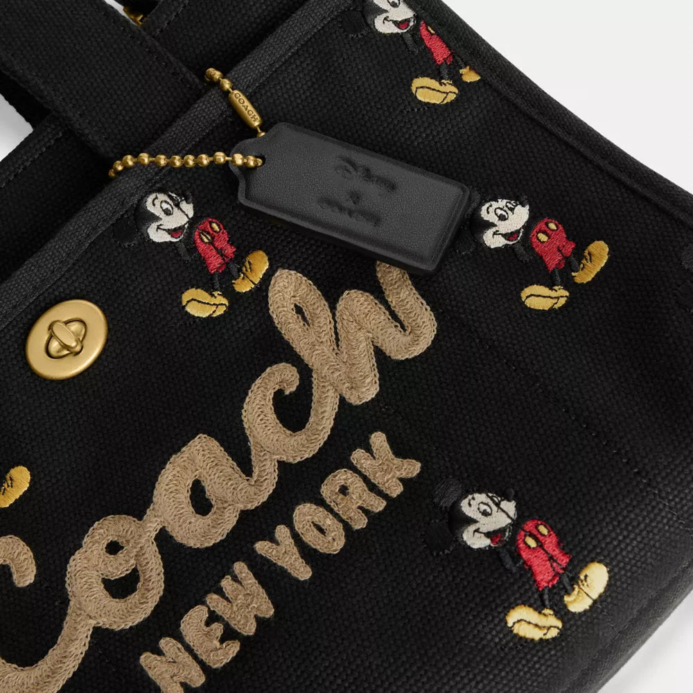 Disney X Coach Cargo Tote Bag 26 With Mickey Mouse In Regenerative Cotton Canvas - Canvas/Brass/Black Multi