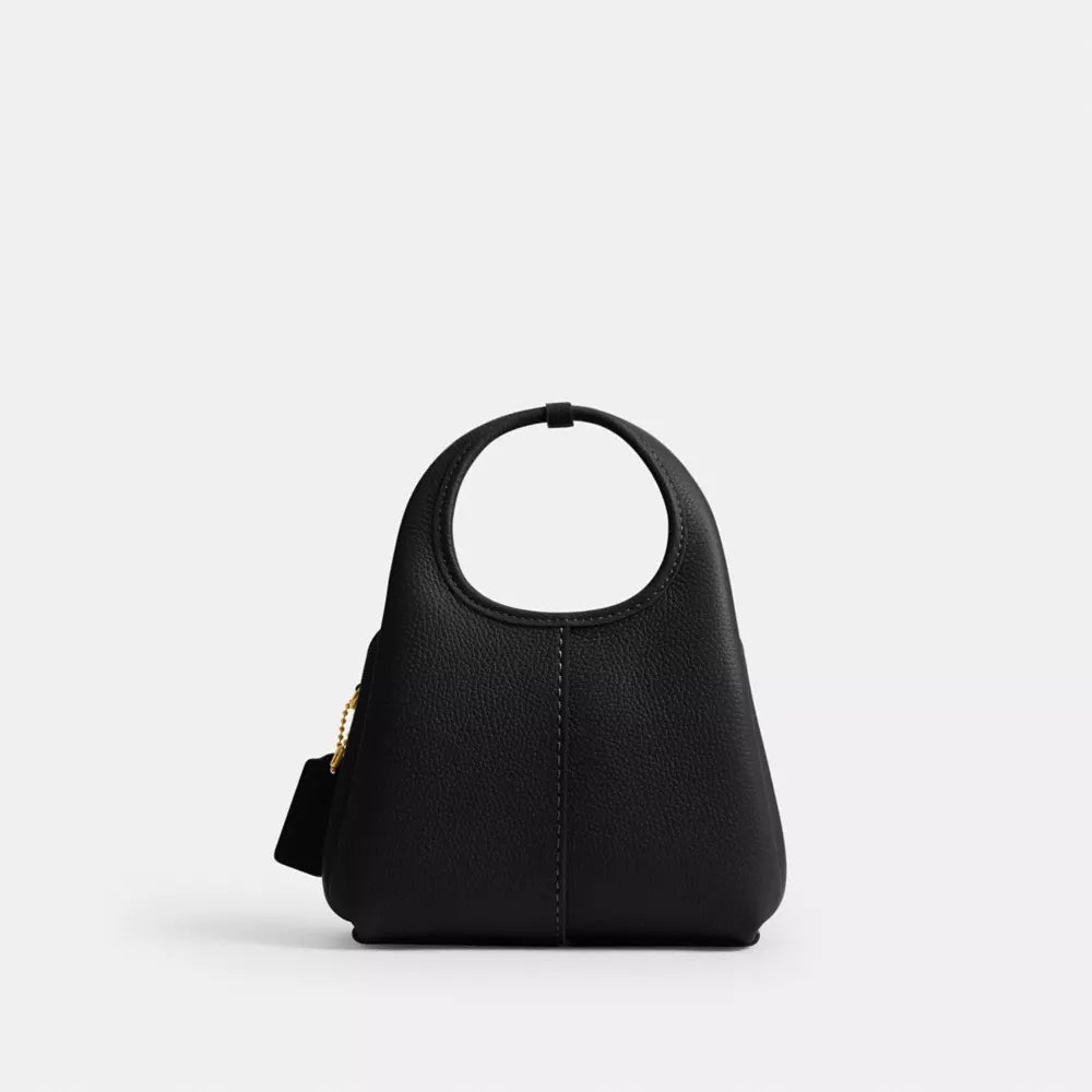 Lana Shoulder Bag 19 - Polished Pebble Leather/Brass/Black
