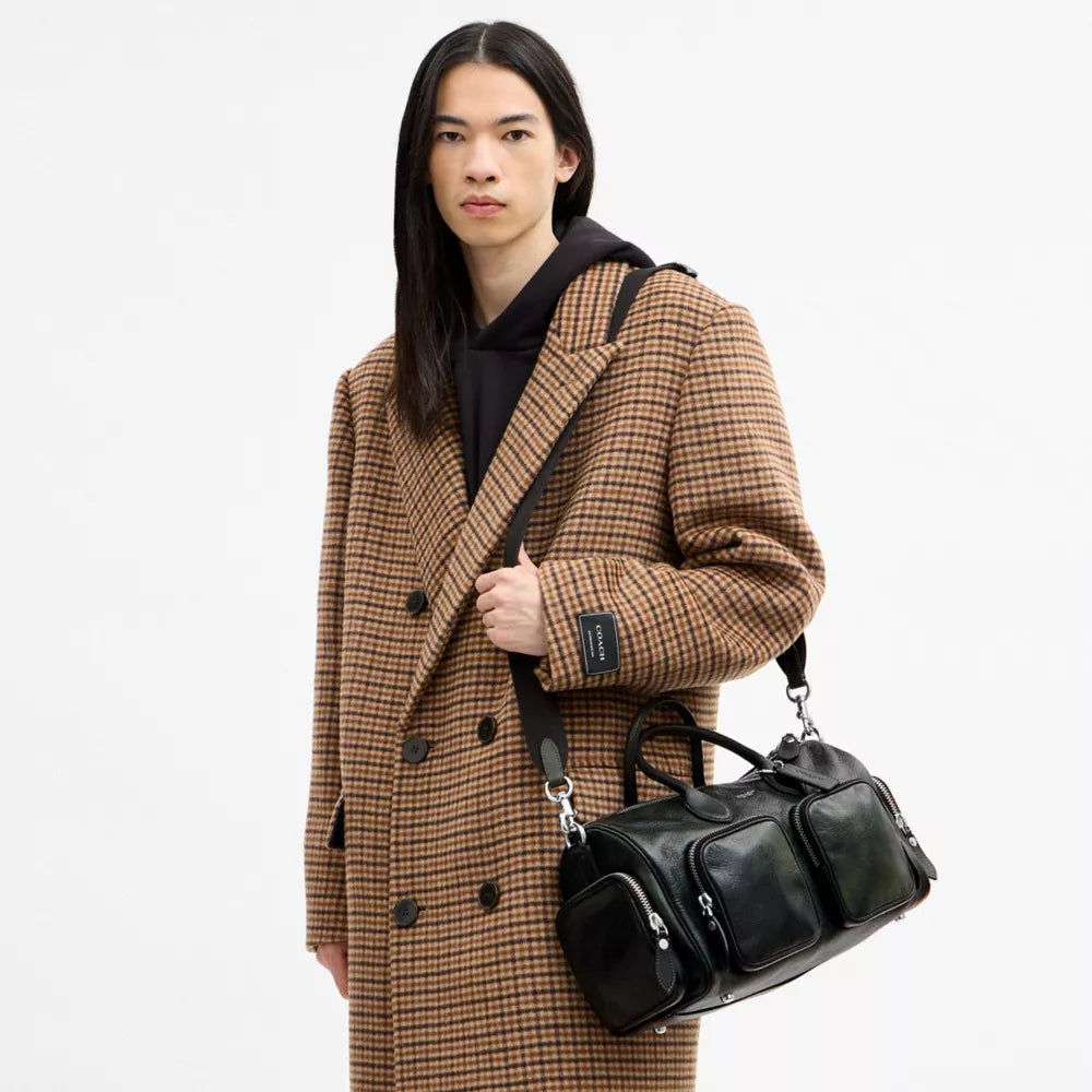 Compass Bag 35 With Pockets - Pebbled Leather/Navy/Green