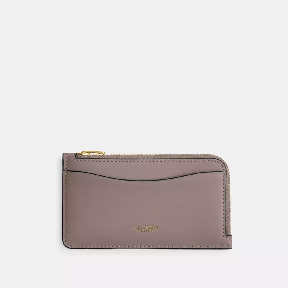 New York Zip Card Case In Colorblock - Smooth Leather/Brass/Ash Multi