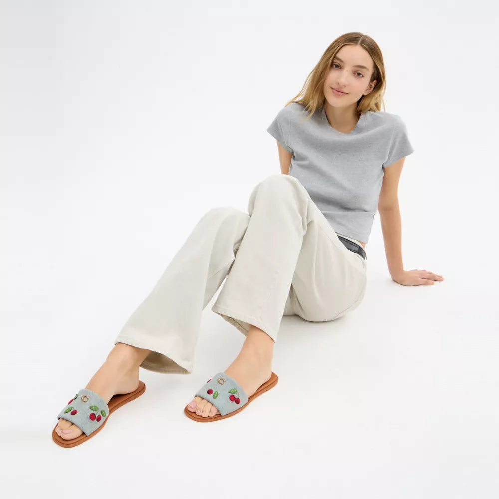 Holly Sandal With Cherries - Denim Multi