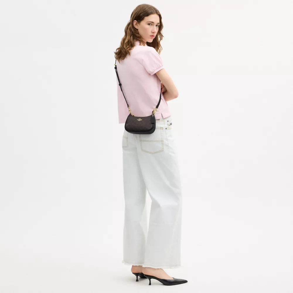 Teri Mini Crossbody Bag In Signature Canvas - Signature Canvas/Gold/Walnut/Black