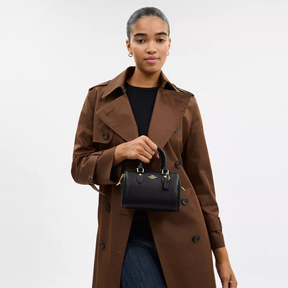 Mini Rowan Crossbody Bag - Pebbled Leather/Gold/Black