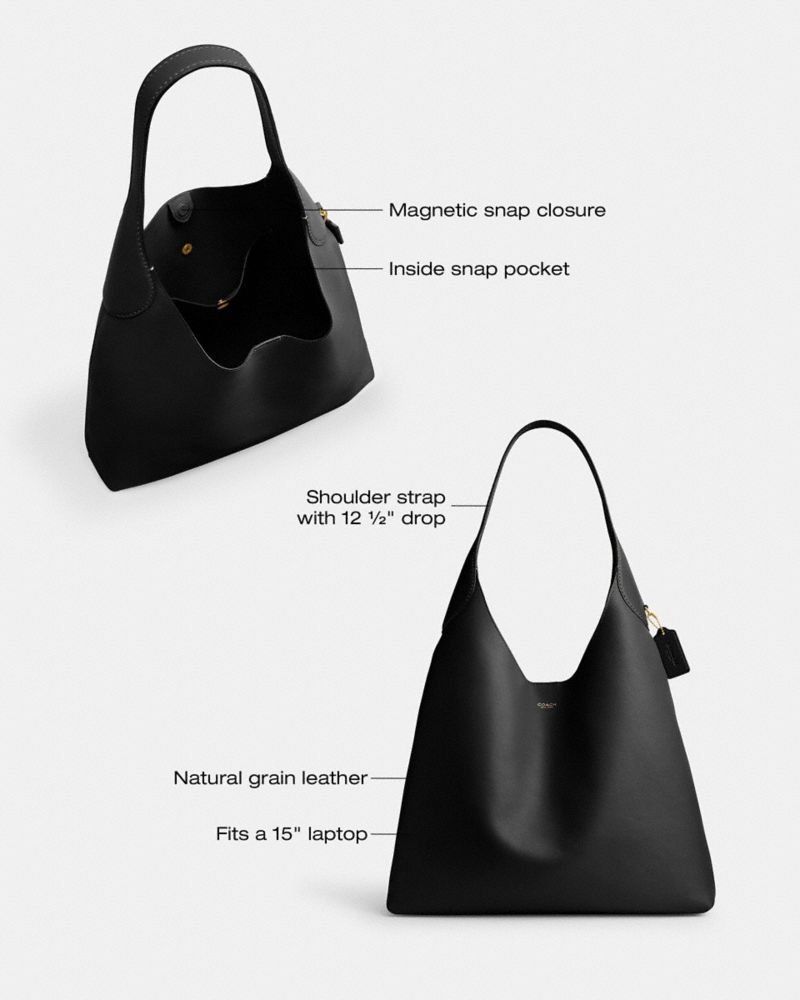 Brooklyn Shoulder Bag 39 - Smooth Leather/Brass/Black