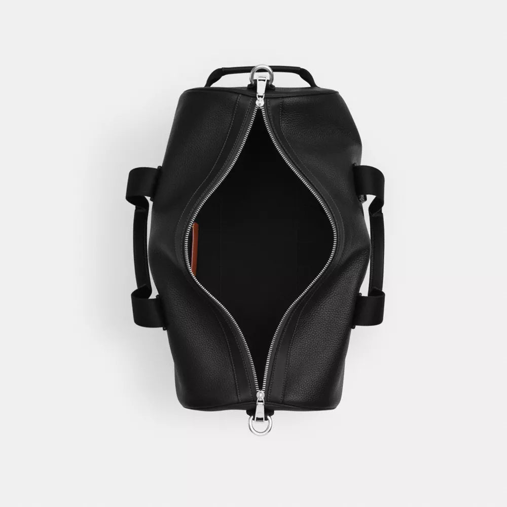 Explorer Duffle Bag 45 - Pebbled Leather/Silver/Black
