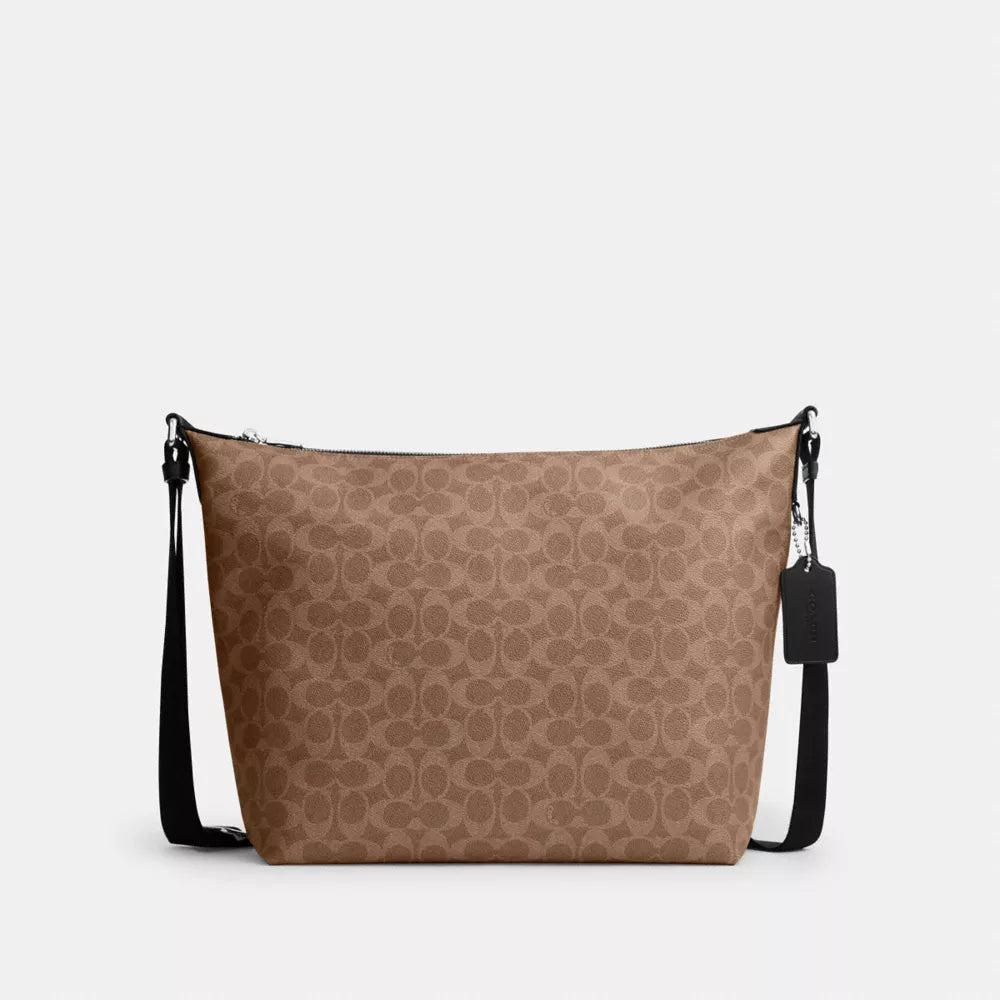 Finn Hobo Bag 32 In Signature Canvas - Signature Canvas/Silver/Tan Black