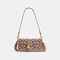 Soft Tabby Shoulder Bag 20 In Crystal Signature Jacquard - Signature Jacquard/Brass/Mushroom
