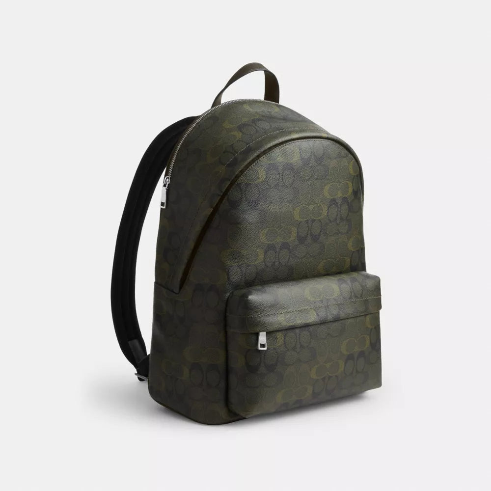 Taylor Backpack In Signature Camo Print - Signature Canvas/Silver/Green